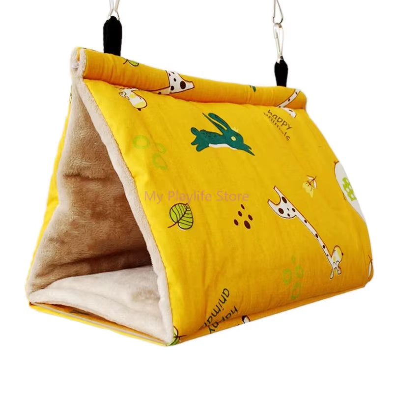 Winter Warm Bird Nest House Parrot Hanging Hammock Velvet Shed Hut Finch Cage Plush Birds Hideaway Sleeping Bed Perch Swing