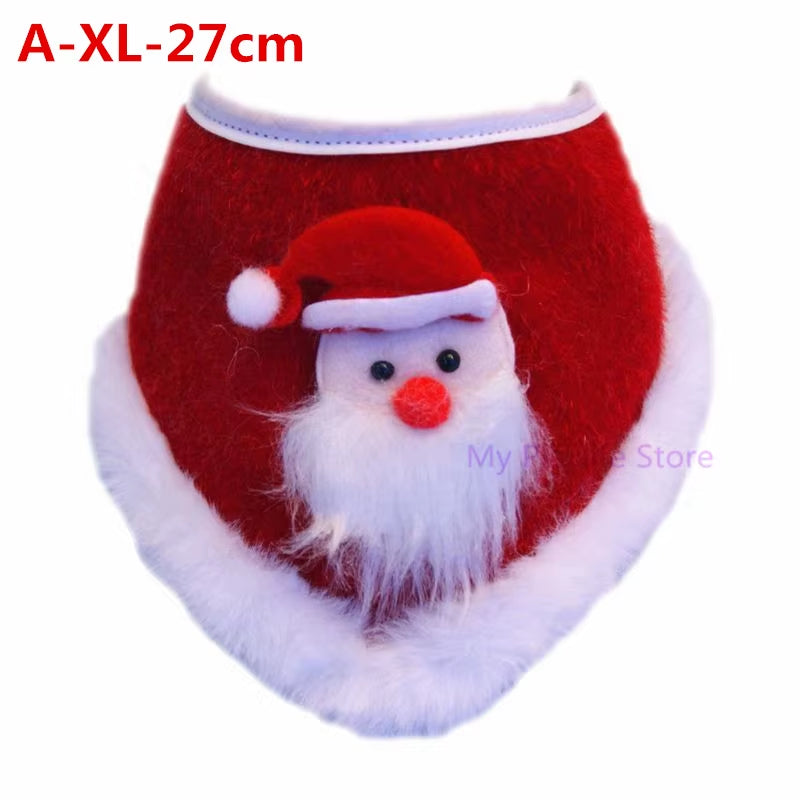 Christmas Dog Cat Plush Scarf Bib Decor Adjustable Collars Pet Dogs Neckerchief Saliva Towel Necklace Grooming Accessories C42