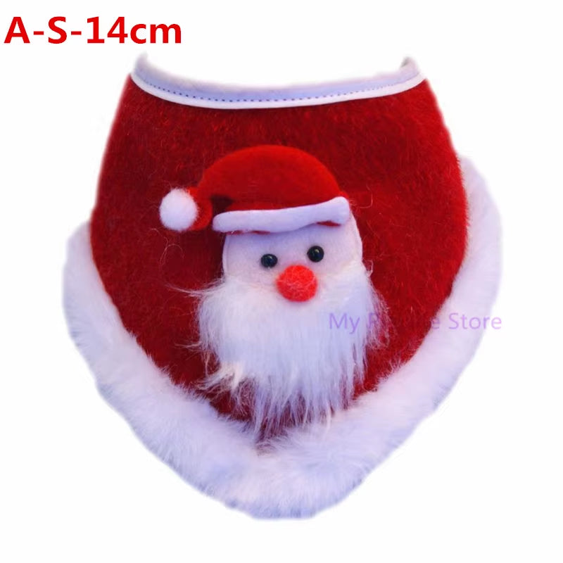 Christmas Dog Cat Plush Scarf Bib Decor Adjustable Collars Pet Dogs Neckerchief Saliva Towel Necklace Grooming Accessories C42