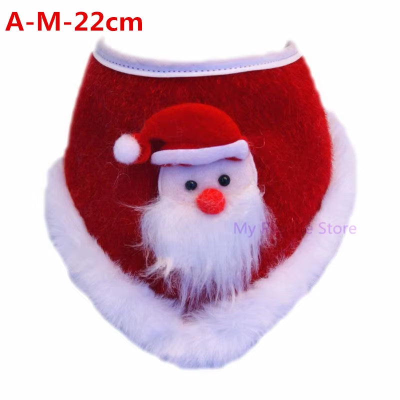 Christmas Dog Cat Plush Scarf Bib Decor Adjustable Collars Pet Dogs Neckerchief Saliva Towel Necklace Grooming Accessories C42