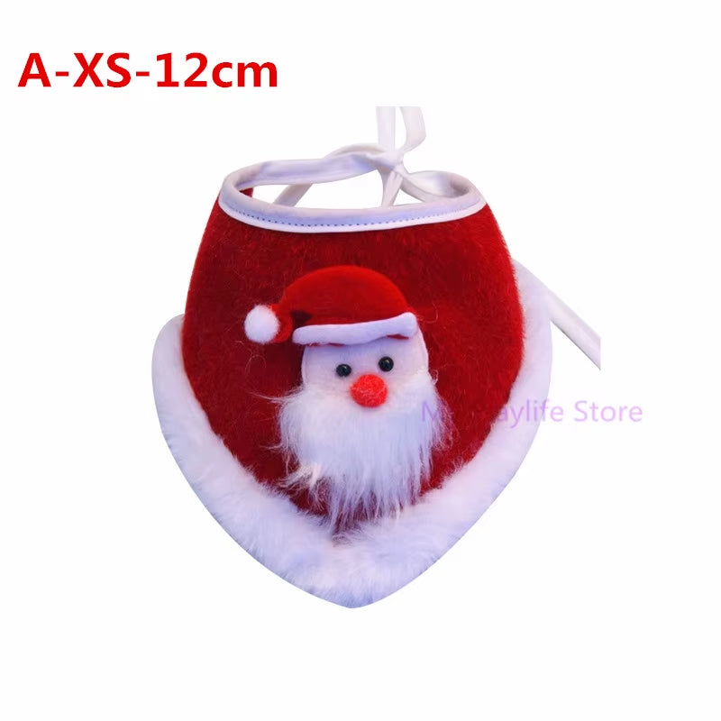 Christmas Dog Cat Plush Scarf Bib Decor Adjustable Collars Pet Dogs Neckerchief Saliva Towel Necklace Grooming Accessories C42