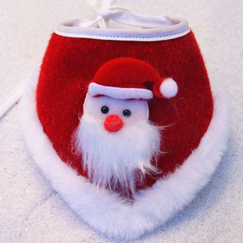Christmas Dog Cat Plush Scarf Bib Decor Adjustable Collars Pet Dogs Neckerchief Saliva Towel Necklace Grooming Accessories C42