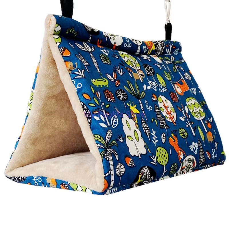 Winter Warm Bird Nest House Parrot Hanging Hammock Velvet Shed Hut Finch Cage Plush Birds Hideaway Sleeping Bed Perch Swing
