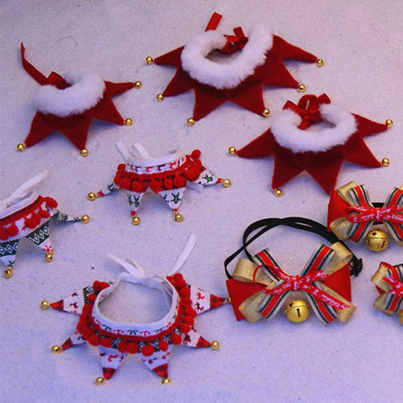 Christmas Dog Cat Plush Scarf Bib Decor Adjustable Collars Pet Dogs Neckerchief Saliva Towel Necklace Grooming Accessories C42