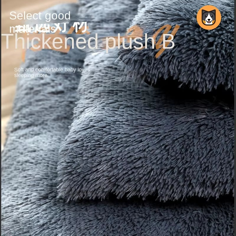 Dog Bed Long Plush Calming Pet Bed Comfortable Faux Fur Washable Crate Mat with Anti-Slip Backing for Jumbo Large Medium Dogs