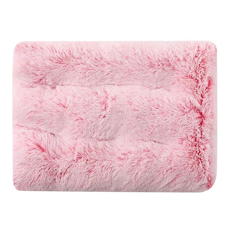 Dog Bed Long Plush Calming Pet Bed Comfortable Faux Fur Washable Crate Mat with Anti-Slip Backing for Jumbo Large Medium Dogs